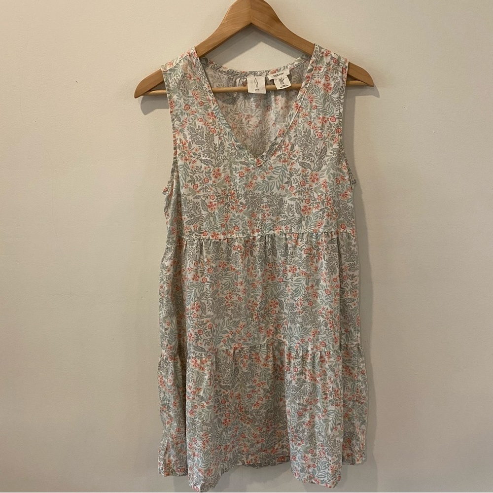 Joie Floral Mini Dress in Light Blue and Coral